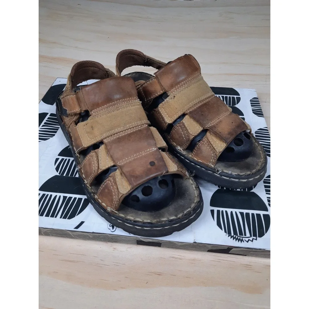 Dexter Mens Brown Leather‎ Chunky y2k 90s Sandals Rugged Outdoor Mens 6 womens 8